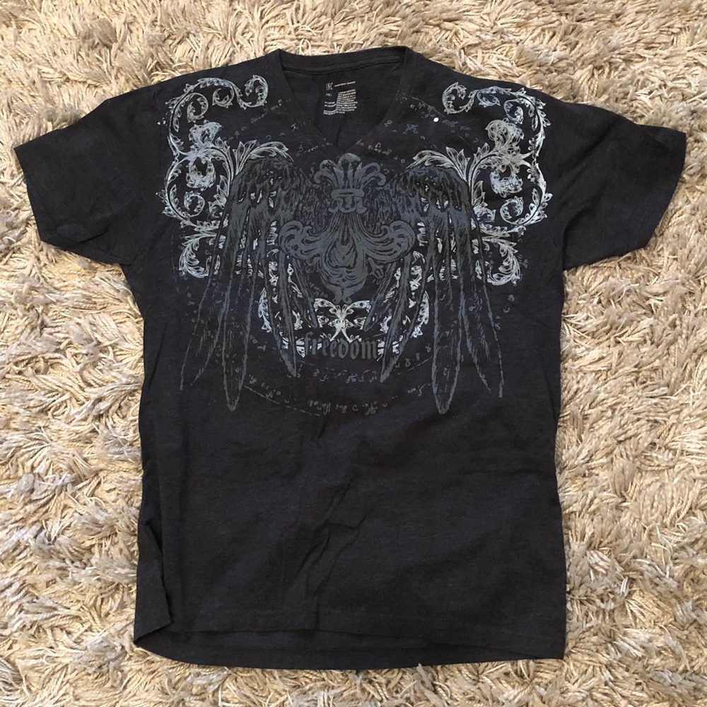 INC grey graphic t shirt size L